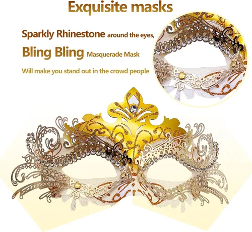 Miniatura 2 de Máscara veneciana para mujeres y hombres, para fiesta de disfraces, baile de graduación, Halloween, Mardi Gras
