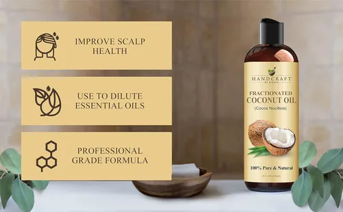 Miniatura 5 de Handcraft Blends Aceite de coco fraccionado, 8 onzas líquidas, 100% puro y natural, aceite portador de alta calidad para piel y cabello, cabello