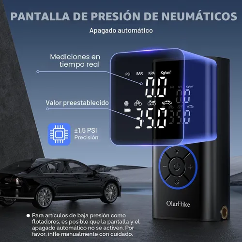 Miniatura 5 de OlarHike Tire Inflator Portable Air Compressor, USB-A & Power Bank,Smart Dual Hose System, Auto Air Comprassor for Car Tires, Balls,Bike, Azul