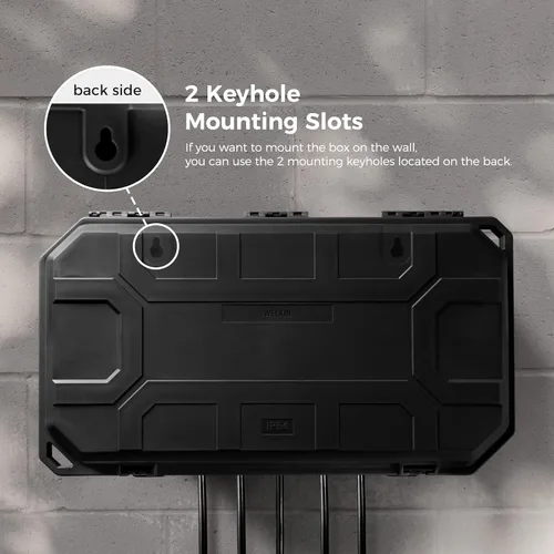 Miniatura 6 de WELKIN Caja Eléctrica Resistente para Exteriores (15.3 * 8.9 * 5.4 pulgadas), Cubierta de Cable de Extensión Impermeable Resistente a la Intemperie