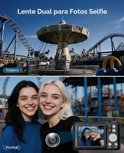 Miniatura 5 de Cámara digital 5K para fotografía con zoom óptico 6X, cámara WiFi de enfoque automático de 64 MP para YouTube con doble lente, cámaras digitales