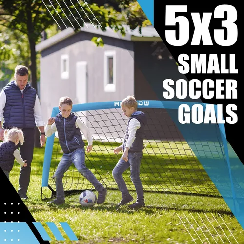 Miniatura 6 de 5x3 FT Kids Soccer Goal with Carry Bag, Portable Folding Soccer Net for Backyard Training, Indoor/Outdoor Use for Youth and Adults