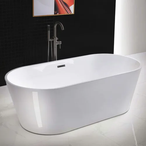 Miniatura 22 de WOODBRIDGE Bañera de acrílico independiente de 67 pulgadas, bañera de remojo contemporánea, acrílico blanco (desagüe/desbordamiento negro mate), B/M