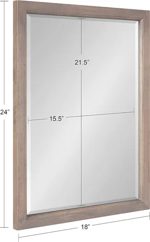 Miniatura 7 de Kate and Laurel Hogan Farmhouse - Espejo de pared de 18 x 24 pulgadas, gris; espejo rectangular rústico de madera para pared