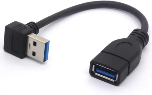 Cable de extensión corto USB 3.0, 90 grados en ángulo hacia abajo USB tipo A macho a hembra, cable extensor de velocidad de 5 Gbps - 5.9 in (abajo)