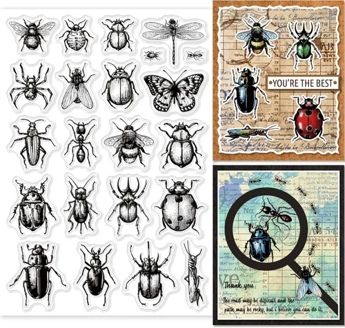Miniatura 8 de GLOBLELAND Sellos transparentes de abeja para decoración de álbumes de recortes, diseño de abeja Happy Greetings, sello de silicona transparente