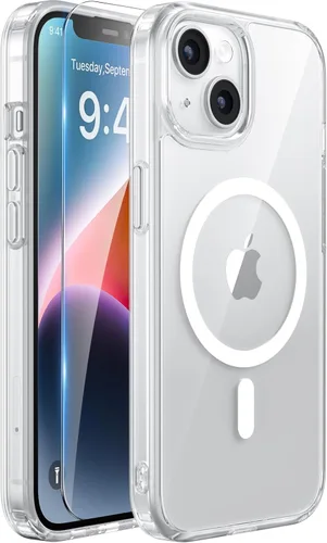 Miniatura 234 de Miracase Funda diseñada para iPhone 13, con protector de pantalla de vidrio templado, forro de microfibra suave antiarañazos, funda de goma