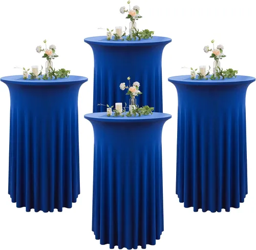 Miniatura 14 de Paquete de 4 manteles redondos de color azul bebé de 36 x 43 pulgadas, sin arrugas, elásticos, de elastano, para cóctel, fiesta, bar, boda