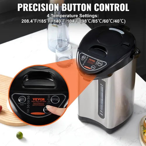 Miniatura 29 de VEVOR Dispensador de agua caliente, caldera y calentador de agua ajustable de 4 temperaturas, calentador de agua de encimera de acero inoxidable