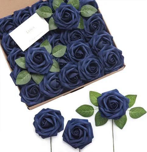 Ling's Moment - Rosas artificiales realistas, con tallo, para bricolaje, ramos de boda, centros de mesa, despedidas de soltera, fiestas, decoración