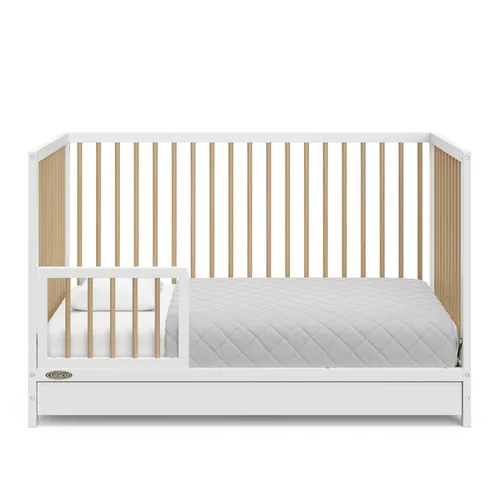 Miniatura 7 de Cuna convertible 5 en 1 con cajón Graco Teddi (Blanco con madera flotante) – Certificado GREENGUARD Gold, combinación de cuna con cajón, cajón