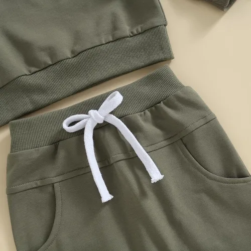 Miniatura 44 de Conjunto de sudadera de manga larga con cuello redondo y pantalones deportivos para bebés, ropa de invierno para bebé