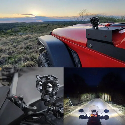 Miniatura 6 de YSY 1 unids motocicleta LED Spot luz blanca amarilla lámpara de conducción de doble color búho LED trabajo 9-60V para bicicleta de calle coche ATV