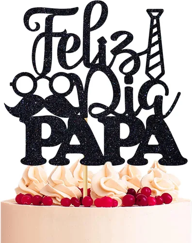 Feliz Dia Papa - Decoración para tartas, decoración de pastel español Feliz Día del Padre, suministros de decoración de fiesta de cumpleaños de