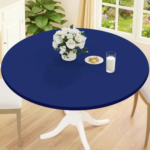 Miniatura 37 de Smiry Mantel redondo de pícnic, fundas de mesa elásticas impermeables para mesas de 18 a 24 pulgadas, manteles de vinilo con parte trasera