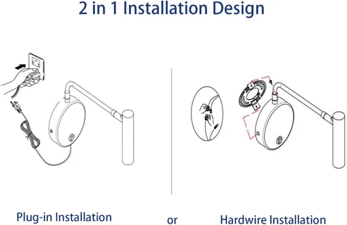 Miniatura 5 de Joossnwell Luces de pared con cable de enchufe, lámparas de pared industriales para dormitorio con interruptor de encendido y apagado, blanco