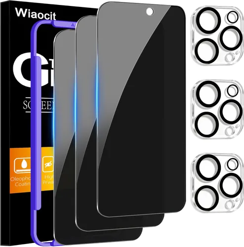 Miniatura 17 de Wiaocit 3 Pack Tempered Glass Screen Protector for iPhone 13 Pro with 3 Pack Camera Lens Protector, 9H Hardness, Bubble Free, Case Friendly