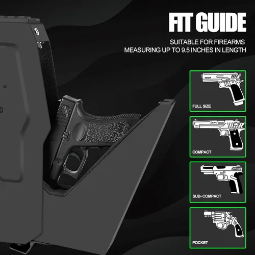 Miniatura 3 de Caja fuerte biométrica montada para pistolas para mesita de noche, escritorio, junto a la cama, pared, camión - caja fuerte oculta para pistolas