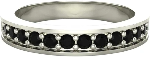 Miniatura 4 de Glitz Design Halfway - Anillo de boda semieternity con diamantes negros y ajuste cómodo, oro de 14 quilates, Metal, diamante