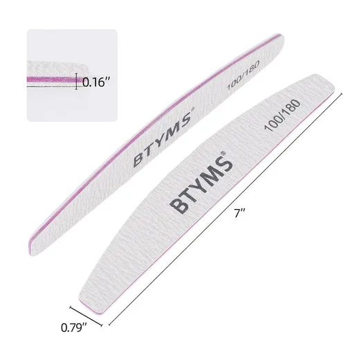 Miniatura 2 de BTYMS 10 piezas de limas de uñas de grano 100/180 - Tablas de esmeril de doble cara para uñas acrílicas, de gel y naturales