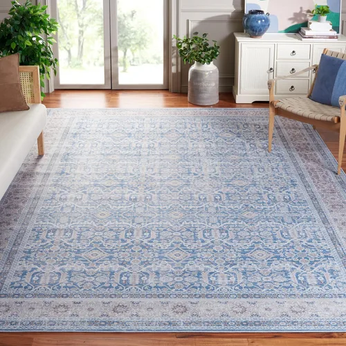 Miniatura 10 de SAFAVIEH Tucson Collection - Alfombra lavable de 2 pies 6 pulgadas x 6 pies, azul y al óxido, antideslizante y fácil de limpiar, ideal para pasillo
