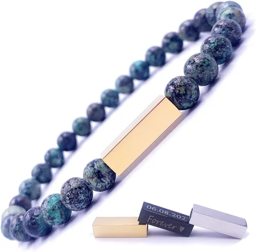 Miniatura 38 de Pulseras de cuentas personalizadas, Pulsera de piedras preciosas de 0.236 in, Pulsera grabada con láser, Pulsera de piedra natural, Pulseras unisex
