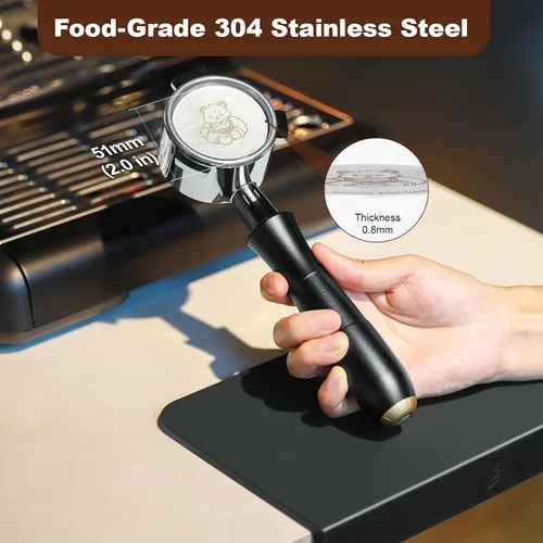 Miniatura 5 de MEION Juego de embudo dosificador de espresso y pantalla de disco, embudo magnético para café, pantalla de disco de espresso reutilizable