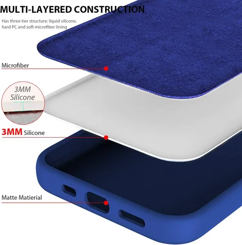 Miniatura 3 de ZUSLAB Funda de silicona nano compatible con Apple iPhone 12 / iPhone 12 Pro, goma de silicona líquida a prueba de golpes, cubierta suave de Azul