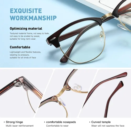 Miniatura 3 de Gafas de bloqueo de luz azul para mujer/hombre, lentes de luz azul para computadora para mujer/hombre A05-marrón oscuro
