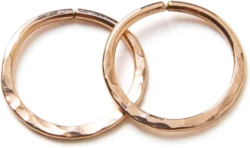 Miniatura 13 de Pequeños aros chapados en oro rosa martillado, mini aretes de aro, aretes de aro Huggie