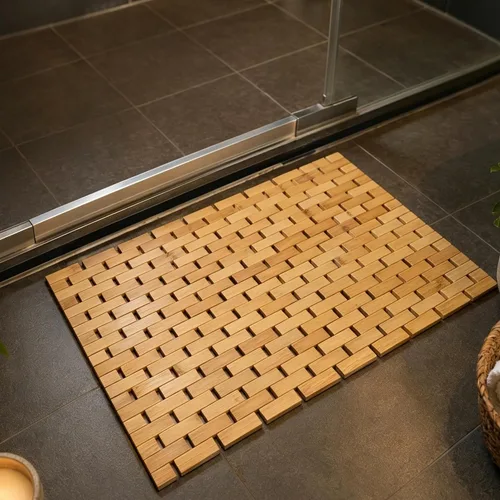 HJJKKH Tapete de baño de rayón derivado de bambú de 15.7 x 23.6 pulgadas, antideslizante y plegable, tapete de baño para baño, bañera, ducha, sauna,