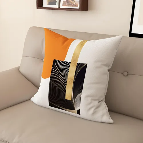 Miniatura 6 de Funda de almohada decorativa para sofá de sala de estar, patrón impreso de doble cara, funda de cojín naranja geométrica abstracta estilo nórdico