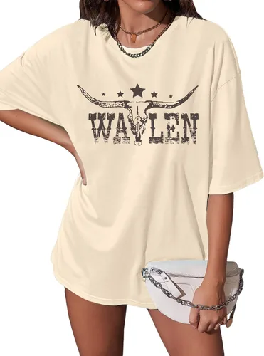 Miniatura 2 de Camisas de calavera de vaca para mujer, camisetas gráficas occidentales, camiseta de gran tamaño con estampado de música country Rodeo Cowboy
