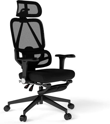 Miniatura 11 de Silla de oficina ergonómica de malla con reposabrazos, silla de escritorio grande y alta con soporte lumbar, silla giratoria de computadora