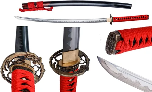 Miniatura 11 de Samurai Katana,1060 acero de alto carbono,Acero T10,Acero de Damasco,Aleación Tsuba,Mango de madera maciza
