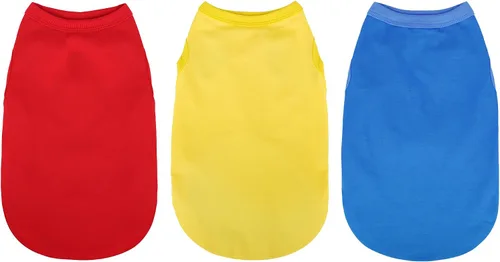 Miniatura 14 de Paiaite 6 piezas de camisa lisa para perro, camisas sin mangas de algodón para cachorros, ropa transpirable para mascotas, camiseta sin mangas