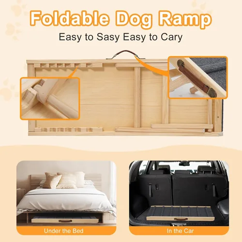 Miniatura 6 de Rampa grande para perros y mascotas, escaleras para cama, sofá, automóvil, camión, SUV, rampa para perros pequeños y grandes, mascotas para subir a