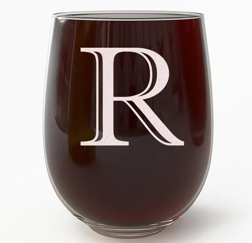Miniatura 17 de Copa de vino grabada con monograma de 17 onzas sin tallo (letra A) A-Z, regalos personalizados para mujeres, copas de vino personalizadas, regalo