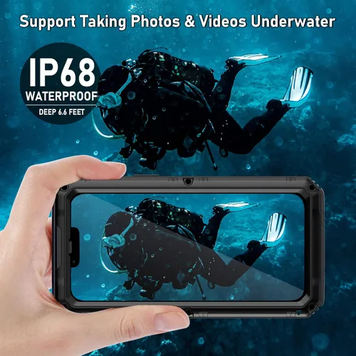 Miniatura 3 de Beasyjoy Funda impermeable para iPhone 13, funda de metal con protector de pantalla integrado, resistente protección de cuerpo completo, grado