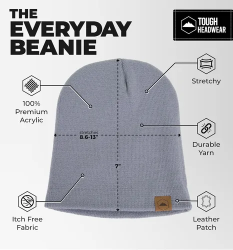 Miniatura 20 de Tough Headwear Daily Knit Beanie – Gorros para hombre – Sombreros de invierno para hombres y mujeres – Sombreros de punto cálidos para clima frío