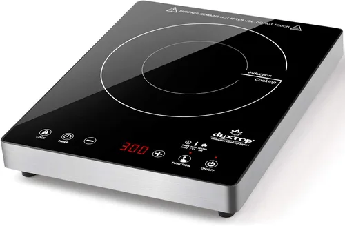 Duxtop Quemador de inducción portátil, quemador de inducción de vidrio completo de alta gama con sensor táctil, quemador de encimera de 1800 W con