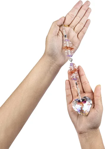 Miniatura 3 de kanpura Atrapasoles con forma de corazón de cristal Ab de 1.772 in para ventana, atrapasoles de cristal con forma de corazón, adorno colgante de Ab