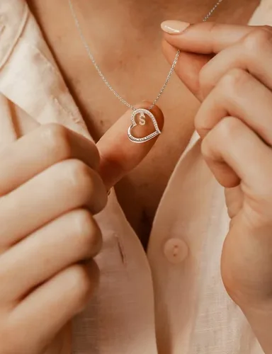 Miniatura 2 de ITS4YEO 925 Sterling Silver Infinity Heart Pendant Initial Necklaces Silver Necklace Zircon Pendant Necklaces for Women Jewelry Gift for Women Wife