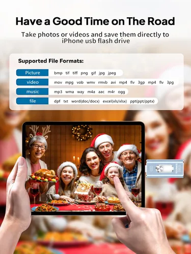 Miniatura 7 de Memoria Stick de 512 GB para iPhone Flash Drive, almacenamiento de teléfono para fotos y videos, copia de seguridad de archivos, compatible con Azul