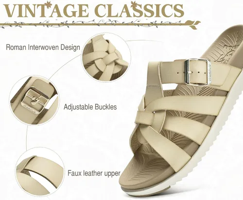 Miniatura 3 de KuaiLu Sandalias de gladiador para mujer con cómodo soporte de arco para verano, playa, vacaciones, caminar, viajes, pescador, toboganes, trajes