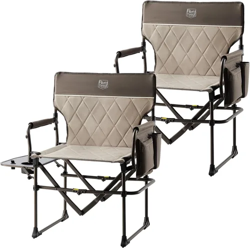Miniatura 15 de Timber Ridge Silla de Director de Camping de Aluminio con Bolsillo de Mesa Lateral, Silla Plegable Portátil, Silla de Jardín Resistente para Viaje