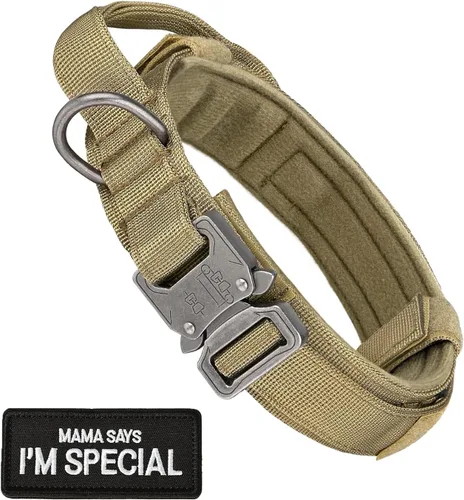 Miniatura 11 de Collar táctico para perro con asa – Collar de entrenamiento de nylon ajustable militar para perro con hebilla de metal resistente para perros Verde-1