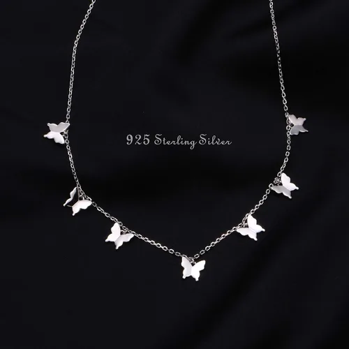 Miniatura 5 de Gargantilla ajustable de plata de ley S925 con colgante, joyería para mujeres y niñas.