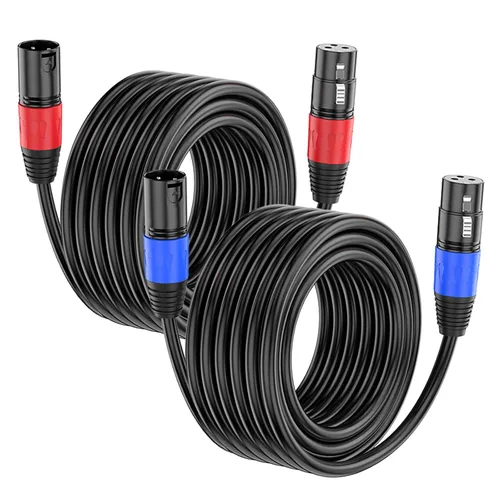 Miniatura 11 de Paquete de 2 cables XLR de 3.3 pies, cable de micrófono equilibrado de alta calidad con cable XLR de 3 pines macho a hembra, negro, cobre puro