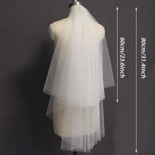 Miniatura 5 de CICITOYWO Vails - Velos de boda cortos para mujer, velos de boda simples, color marfil blanco, tul con peine para novias, despedidas de soltera
